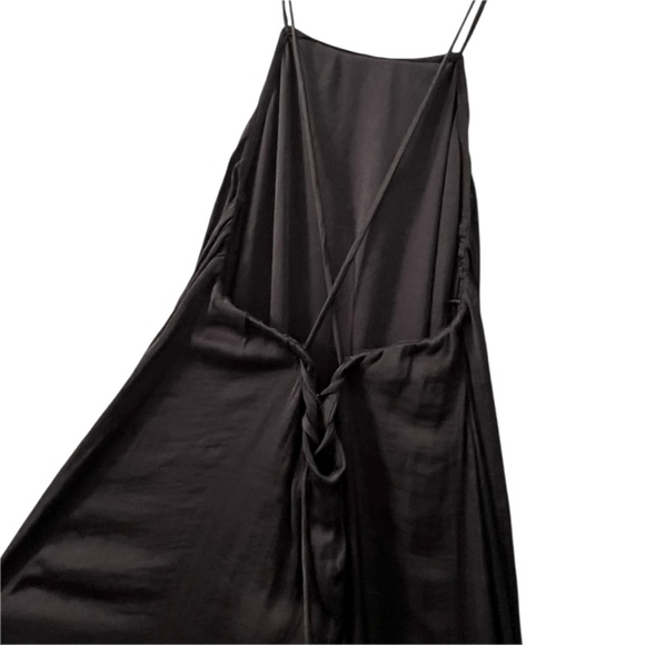 Zara Satin Black Maxi with Criss Cross String Back - Picture 1 of 4